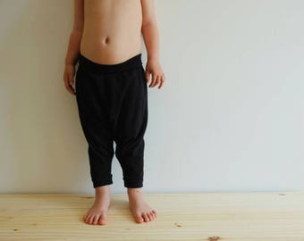 Organic Harem Pants - Baby Harem Leggings - Organic Baby Leggings - Toddler Harems - Hipster Baby - Toddler Gift - Black Harem Toddler Pant