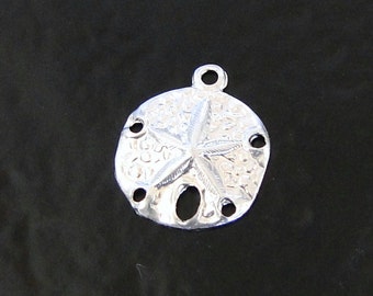 One Sterling Silver Sand Dollar Charm, Made in USA, SC5