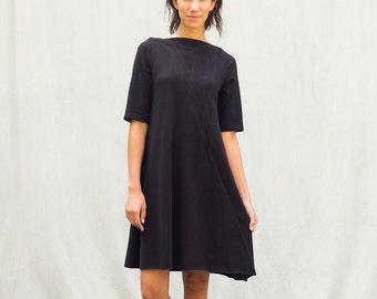 Eva Dress, cotton jersey, modern style, black dress- made to order, one of a kind