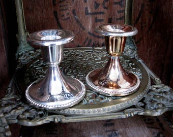 Silver Candlesticks, Beaded Candlesticks, Vintage Candlesticks, Silver Candleholders, Pair Of Candlesticks, Vintage Silverware, Elegant