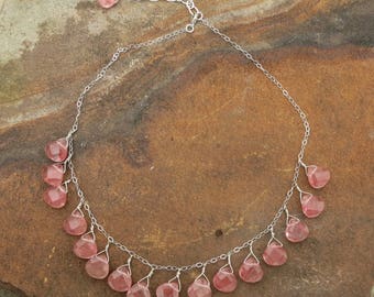 Cherry quartz briolette necklace.