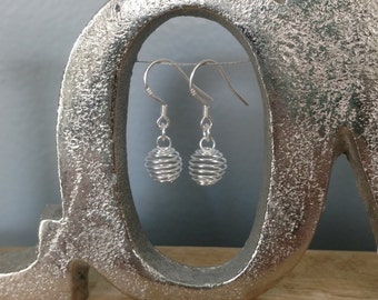 MADE TO ORDER!!! Sterling Silver Hook Earrings with Flirty Swirl Wire Pearl Cages-- Made to Order with your pearls from the Pearl Party!!