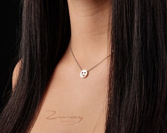 Sterling silver Necklace,emoji jewelry, Smiley Emoticon Necklace, Emoji Necklace, silver pendant, funny necklace, playful necklace
