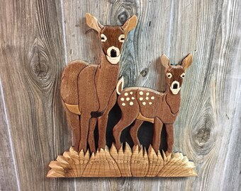Doe and Fawn Intarsia