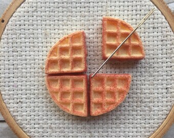Waffle Needle Minder - Waffle Magnet for Cross Stitch - Leggo My Eggo - Food Needleminder for Cross Stitch/ Embroidery
