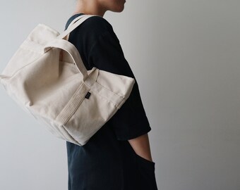 SALE - Weekender Canvas Tote - Built-in 6 pockets weekender tote