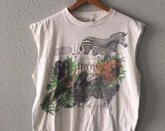 1987 San Diego Zoo Vintage San Diego 1980's Animal Graphic San Diego Zoo Wild Animal Park Muscle T Shirt