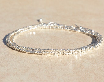 Silver Wrap Bracelet Necklace, Gift For Her Mom Wife, Karen Hill Tribe Silver, Layering Stacking Bracelet, Dainty Bead Necklace, Under 100