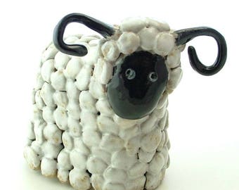 Stoneware Sheep Ornament - Sheep Sculpture - Clay Animals - Clay Sheep - Farm Animals