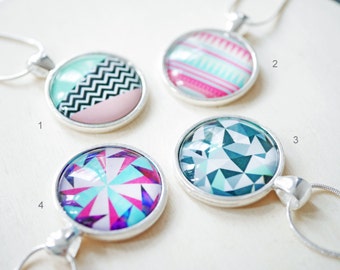 Geometric modern cabochon necklace