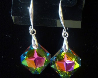 BEEutiful Multi-color Swarovski Crystal 14mm Earrings -- Vitrail Medium
