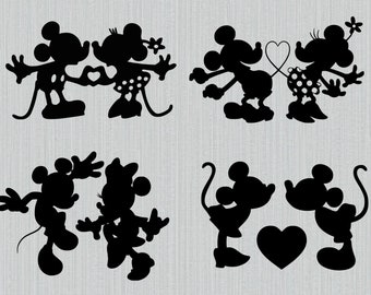 Mickey mouse minnie mouse svg, love, kissing, heart, Mickey minnie love svg, t-shirt transfer, clipart, cut files for cricut silhouette, DXF