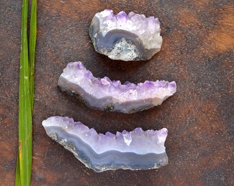 3 Pcs Natural Raw Amethyst Cluster Druzy Rough Gemstone,Healing Amethyst Crystal Rough,80x25x18mm,565Cts#3836