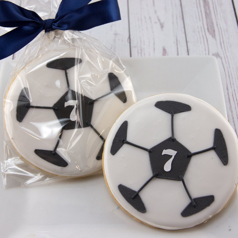 Soccer Ball Cookies 12 Decorated Sugar Cookie Favors
