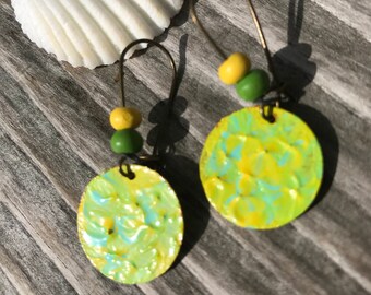 Unique Boho Earrings, Painted Earrings, Bohemian Earrings, Tribal Earrings, Dangle Earrings, Hippie Jewelry, Ethnic earrings, Gift for women