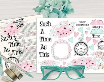 Printable Bible Journaling Page Kit - "Esther" - Complete kit for Bible Pages or Journals. Fits all Journaling Bibles.