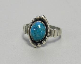 Estate Vintage Sterling Silver Chrysocolla Ring Pinky Midi Southwest