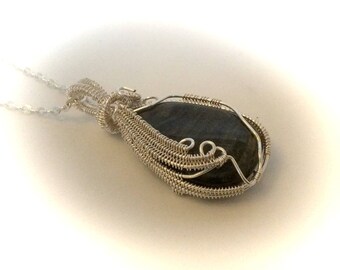 Labradorite Pendant Wire Wrapped Gemstone Jewelry Crystal Healing