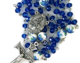 Captivating Cobalt Blue Crystal Rosary