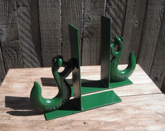 Pair Emerald Green Steel Hook Book Ends
