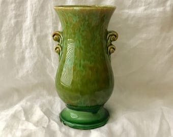 Vintage Brush McCoy USA 594 High Luster Drippy Green Vase