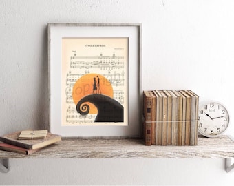 Nightmare Before Christmas Orange Moon Sheet Music Art Print