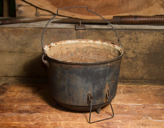 Antique Cast Iron Pot RARE NO 9 Large Cast Iron Pot Country