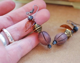 Earrings made from beads recycled • jewelry eco-friendly recycled •Boutique Montreal Quebec Canada
