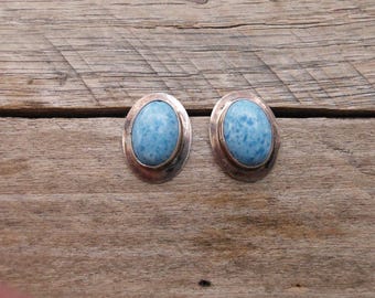 Sterling Silver & Blue Angelite Post Earrings