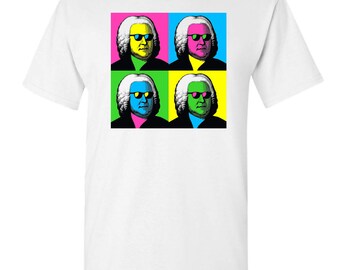 Johann Sebastian Bach Pop Art Funny Classical Music Mens T-shirt White