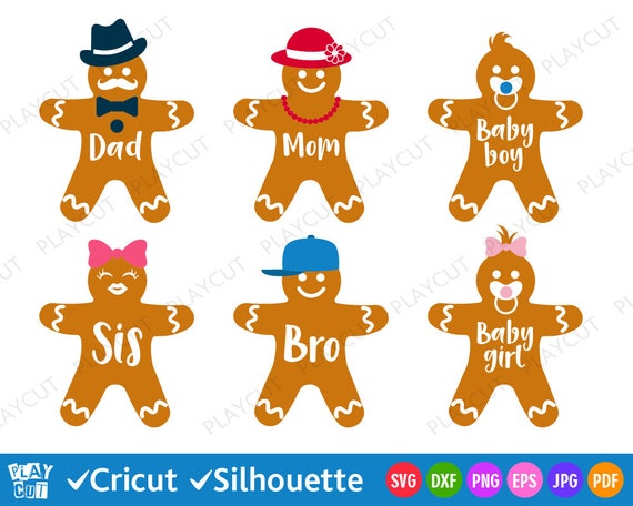Gingerbread Svg Christmas Family t-shirt design cut files