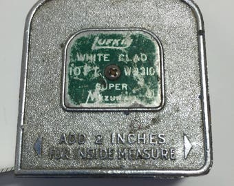 Vintage Lufkin Tape Measure White Clad 10 foot Metal Tool