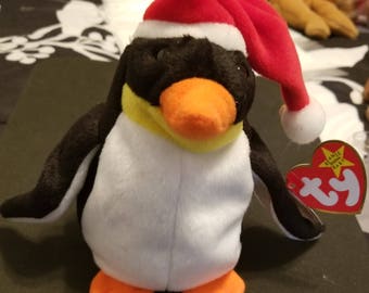 TY Beanie Babies Zero the Penguin w/ Red & White Santa Hat /Retired 1998 /Vintage