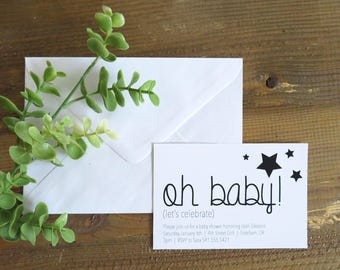 You're a star baby announcement, Black and white baby announcement, Digital download baby announcement