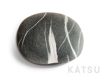 Felt stone pillow. Model “Sea Pebble” 60cm (23,5in). Wool Pillows and poufs by KATSU. Look like Rock and stone.