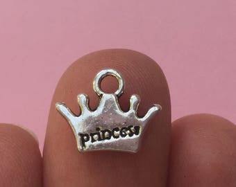 10 Princess Crown Charm Antique Silver - SC1223