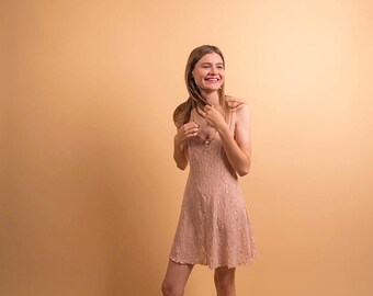 Floral Lace Dress / 90s Skater Dress / Lace Lingerie Dress / Mini Dress Δ size: S/M