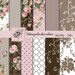 Digital Paper, Shabby Rose Paper, Vintage Scrapbook Paper, Pink/ Brown Vintage Paper, Cottage Rose Paper, Victorian Digital Roses. P96.VA