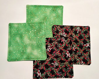 Coasters, Fabric Coasters, Holiday Coasters, Quilted Coasters
