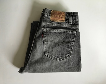 Vintage Men's 80's Levi's 550, Jeans, Black, Stone Wash, Denim (W35 x L32)