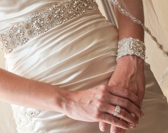 Bridal cuff bracelet, wedding bracelet, wedding jewelry, antique silver, vintage style bracelet, Swarovski crystals, Dramatic, wide bracelet
