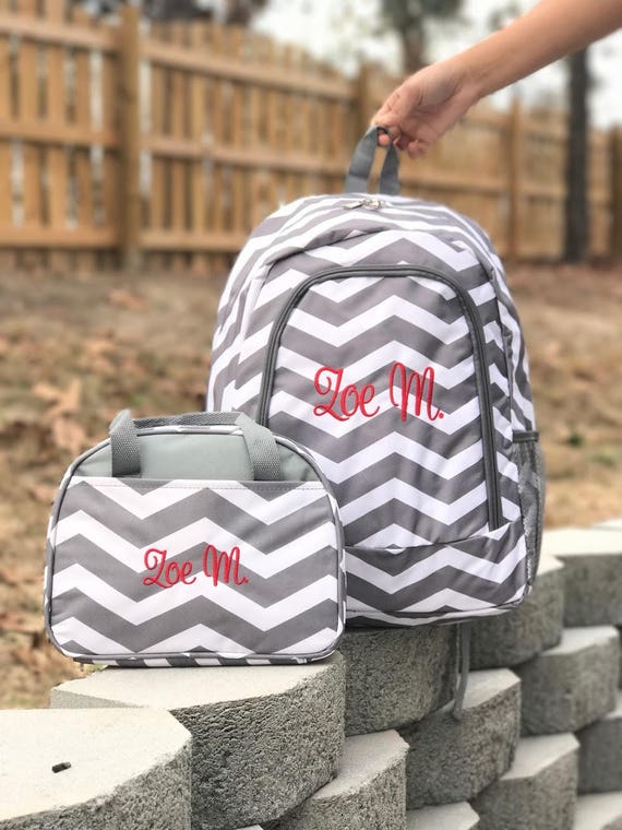 Monogrammed Backpack and Lunch Box Set Personalized Backpack