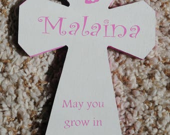 Personalized wooden Baptism cross.