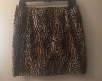 Retro faux fur leopard skirt