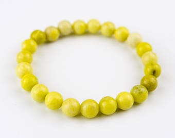 Yellow lemon Stones Beaded Bracelet 8mm
