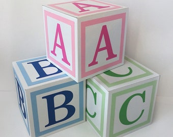 Alphabet Blocks - Baby Decor - Baby Blocks - Baby Shower - Shower Centerpieces - Nursery Decor - ABC Blocks - Block Letters - 3D Blocks