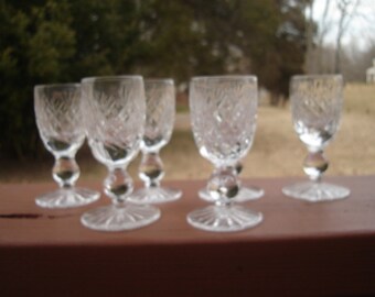 Set of 6 Waterford Cut Glass Crystal Donegal Cordial Glasses