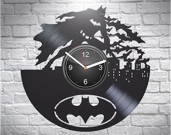 Gift For Boy Children Room Decore Wall Clock Modern DC Comics Dark Knight Gift For Kids Birthday Batman And Catwoman Vinyl Record Clock