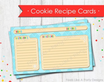 Christmas Cookie Themed Recipe Cards