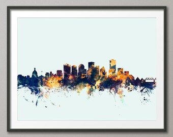 Edmonton Skyline, Edmonton Canada Cityscape Art Print (1732)